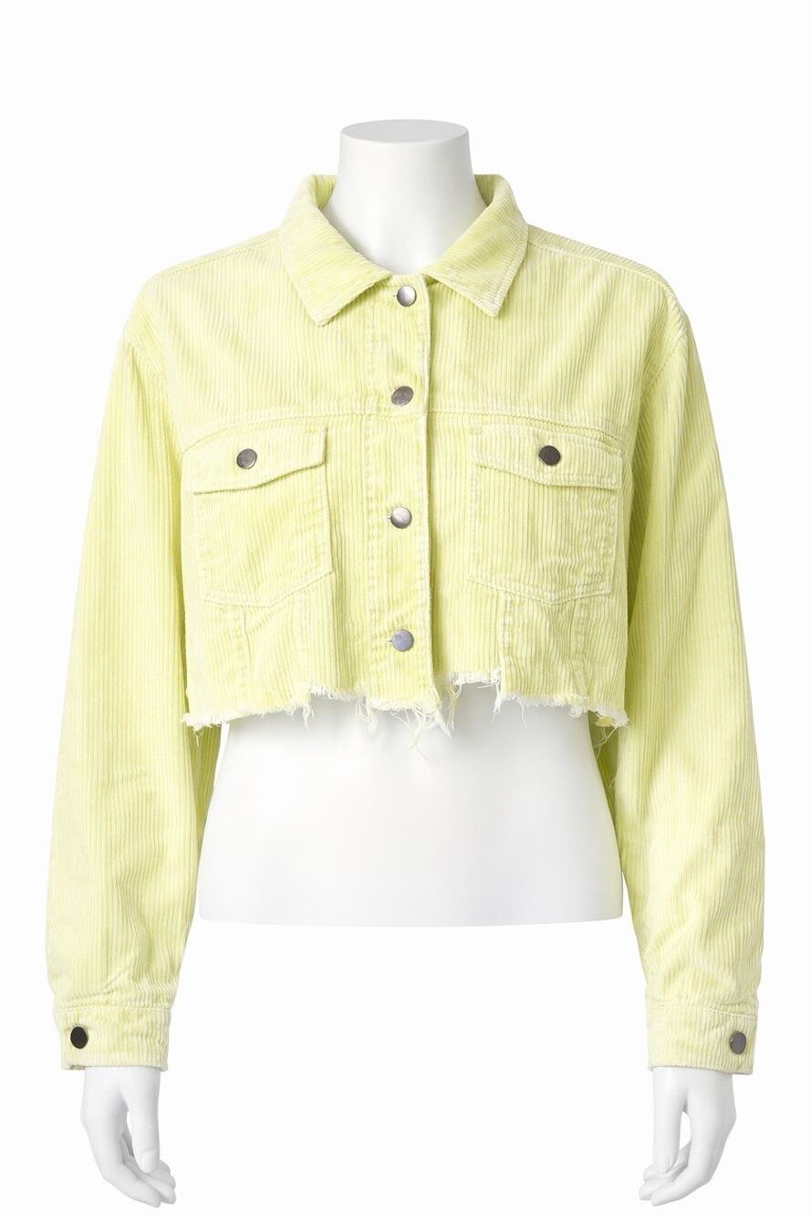 POL Womens Distressed Corduroy Ripped Jacket Size Large Cropped Button